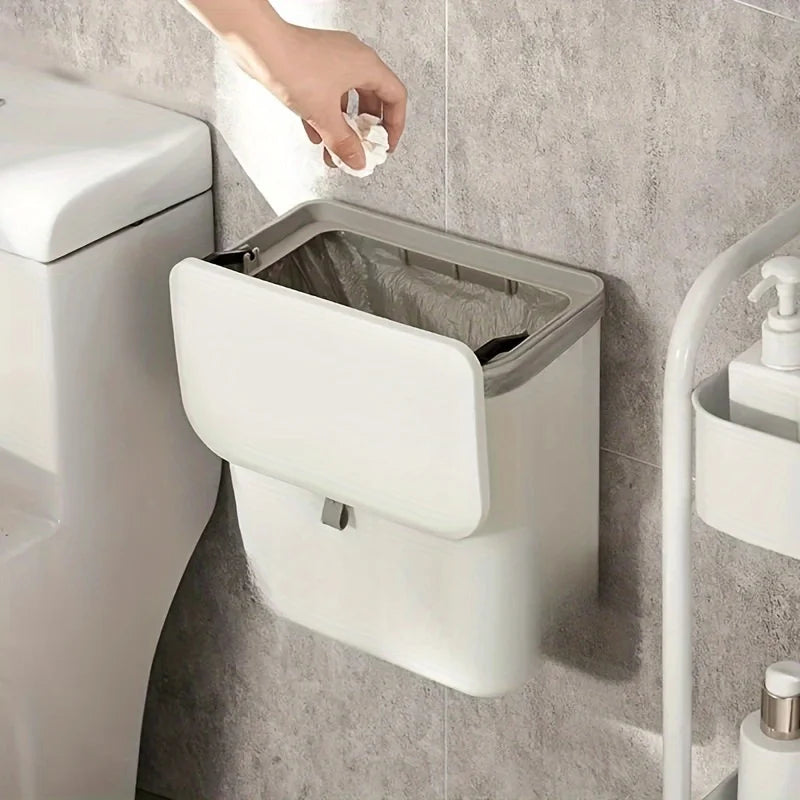 Bote de basura de pared ahorra espacio y multifuncional