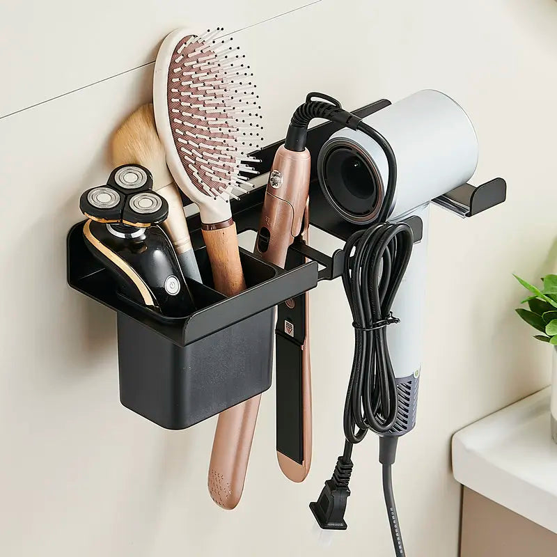 Organizador de pared para secadora y plancha de cabello