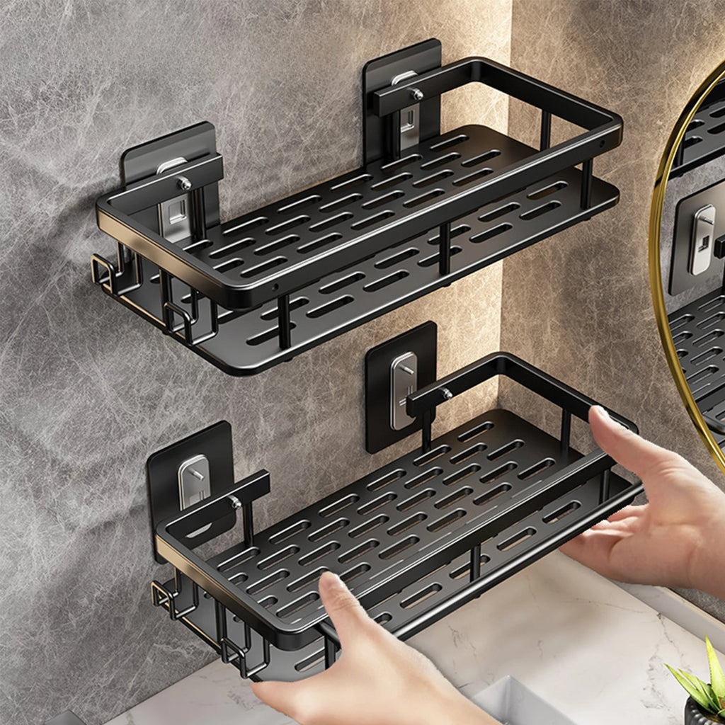 Organizador de baño de aluminio premium (set de 2 piezas)