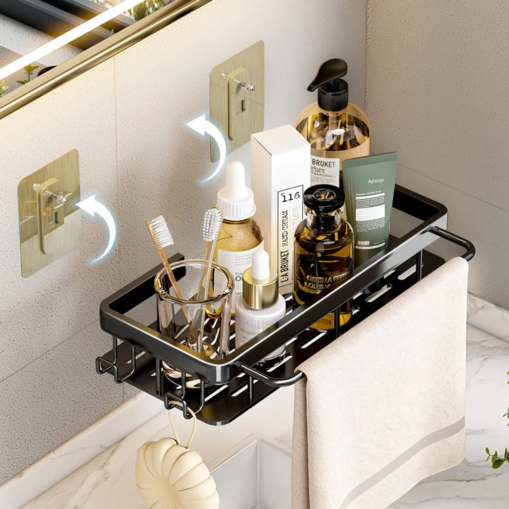 Organizador de baño de aluminio premium (set de 2 piezas)