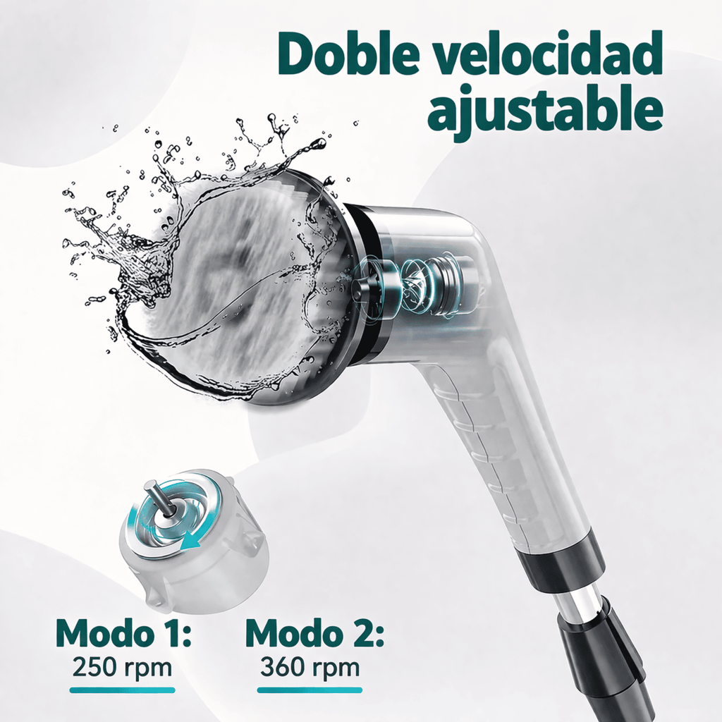 Cepillo eléctrico giratorio 9 en 1 con mango largo